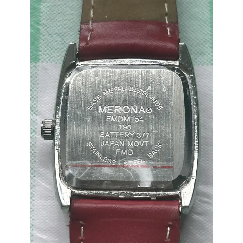 Merona Silver Tone Red Band Women’s Quartz Watch